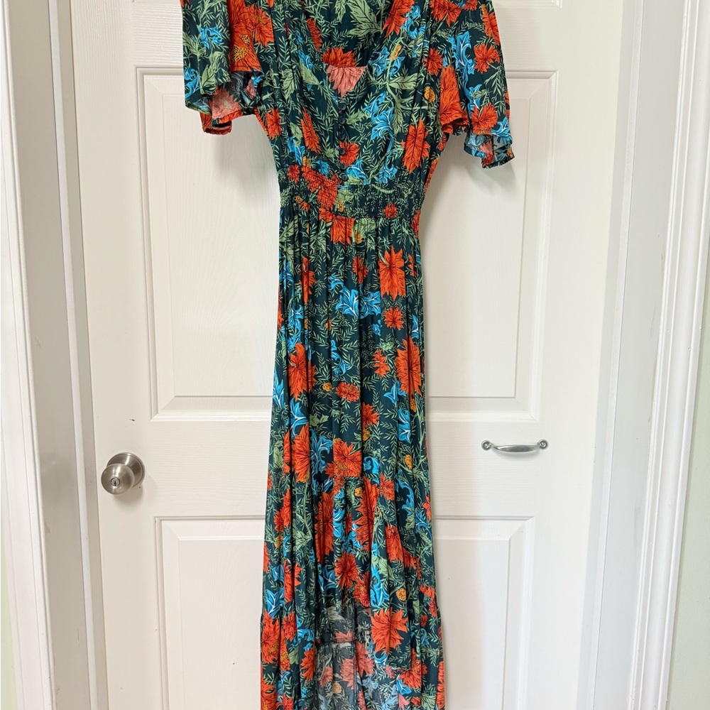 Floral V-Neck Maxi Dress - Multicolor